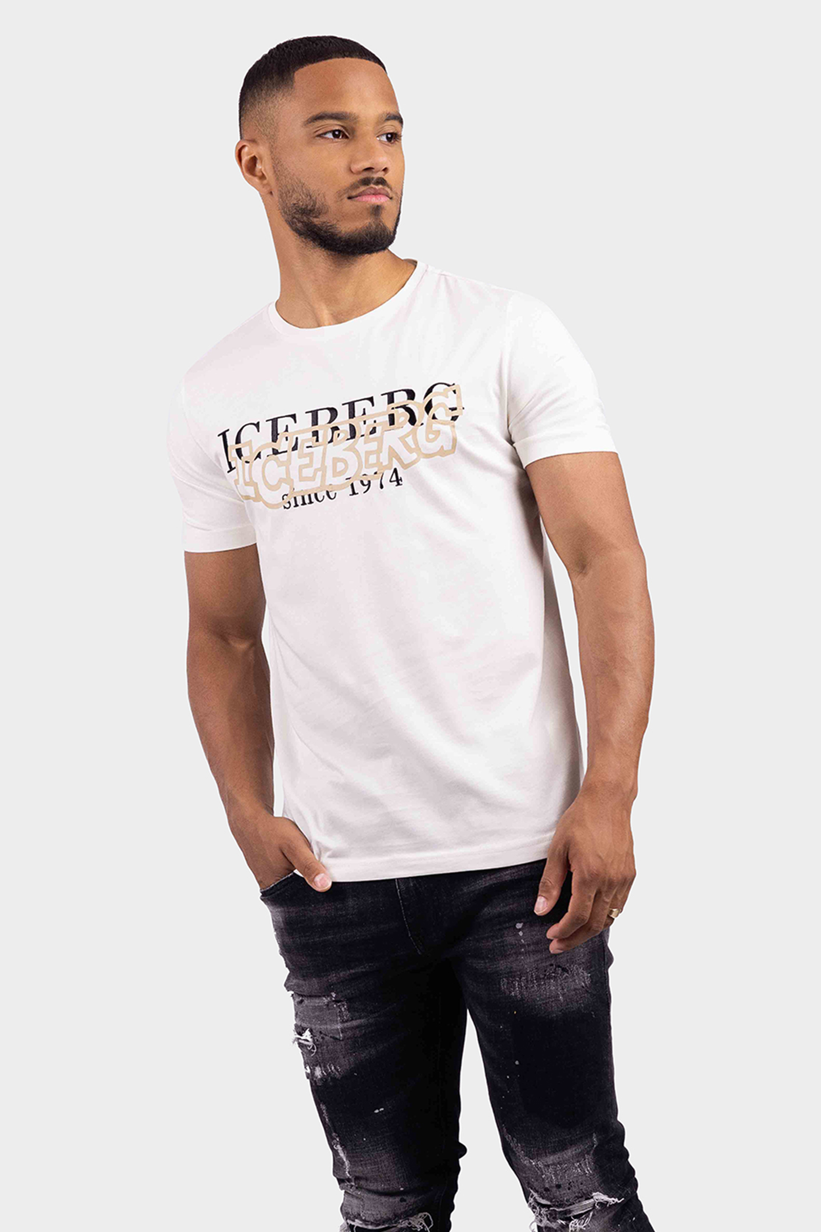 Iceberg 5D Graffiti Logo T-Shirt Heren Beige Heren shoppen? | Soccerfanshop
